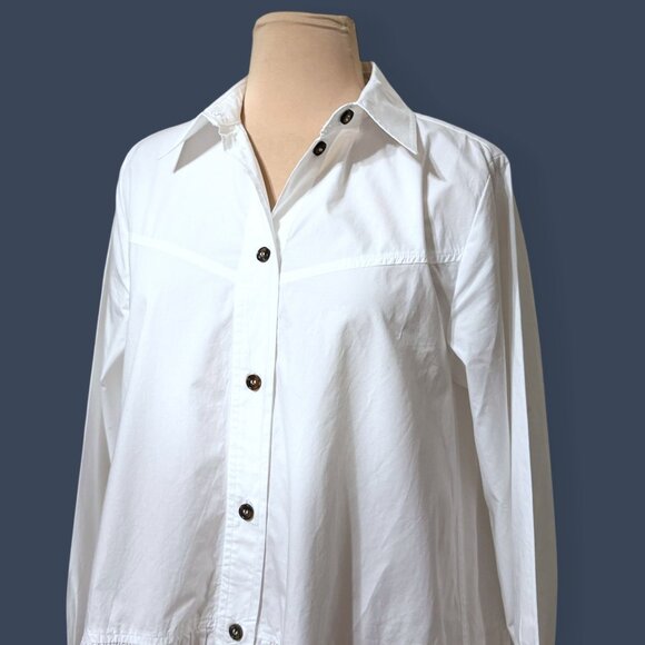 Ganni poplin cotton shirt dress ruffle Hem 36 4 Button Up Classic Office Casual - Picture 9 of 11